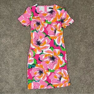 Trina Trina Turk Zap Botanical Medley Short Sleeve Dress Small S Pink Floral